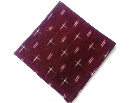 Maroon - 12" IKAT PRINT - 100% Cotton Unisex Men Women Pocket Square Handkerchief Hanky